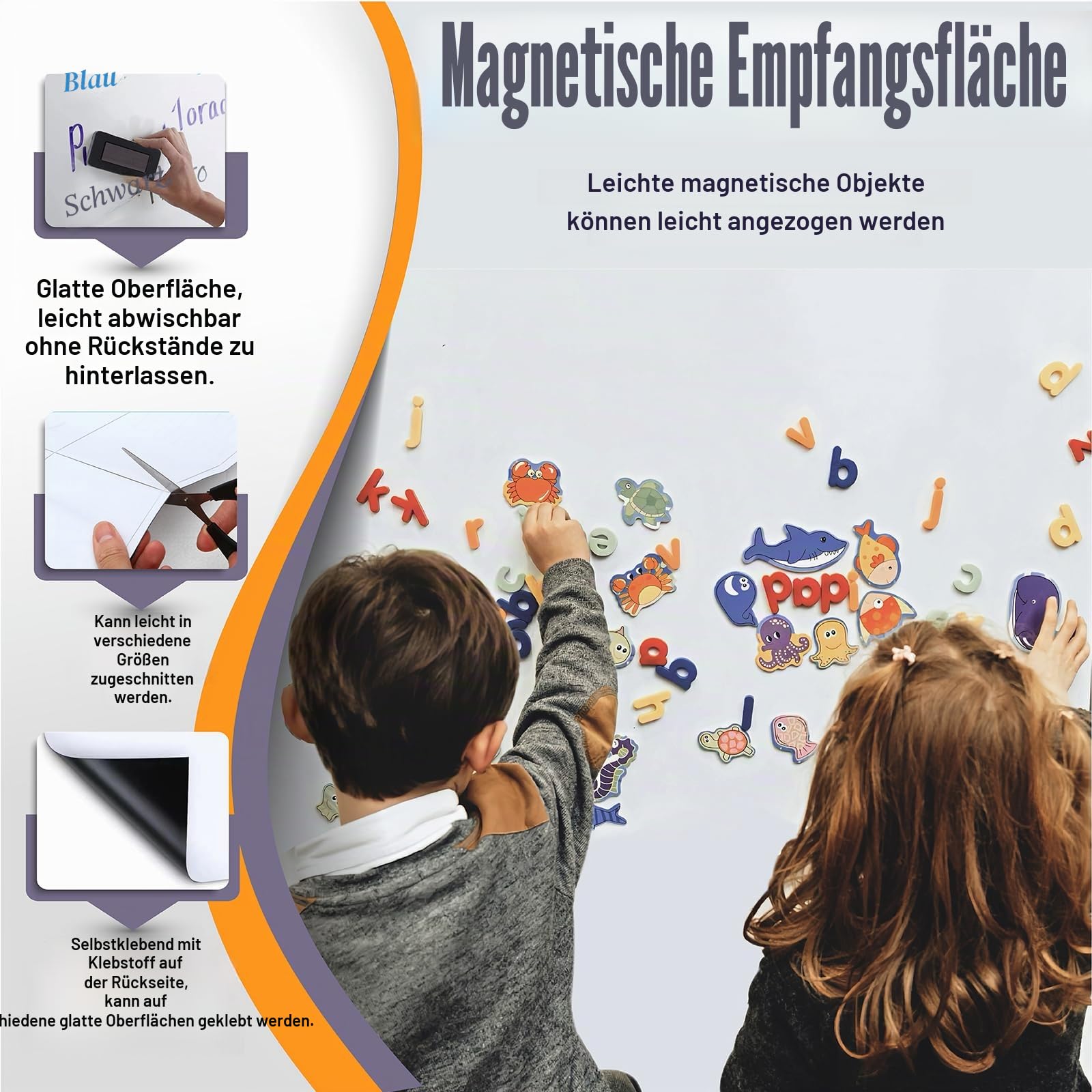 Magnetische Whiteboard Folie 200 x 100 cm, Weißboard Kontaktfolie - Selbstklebend Tafelfolie für Wand, Tür, Büro, Zuhause