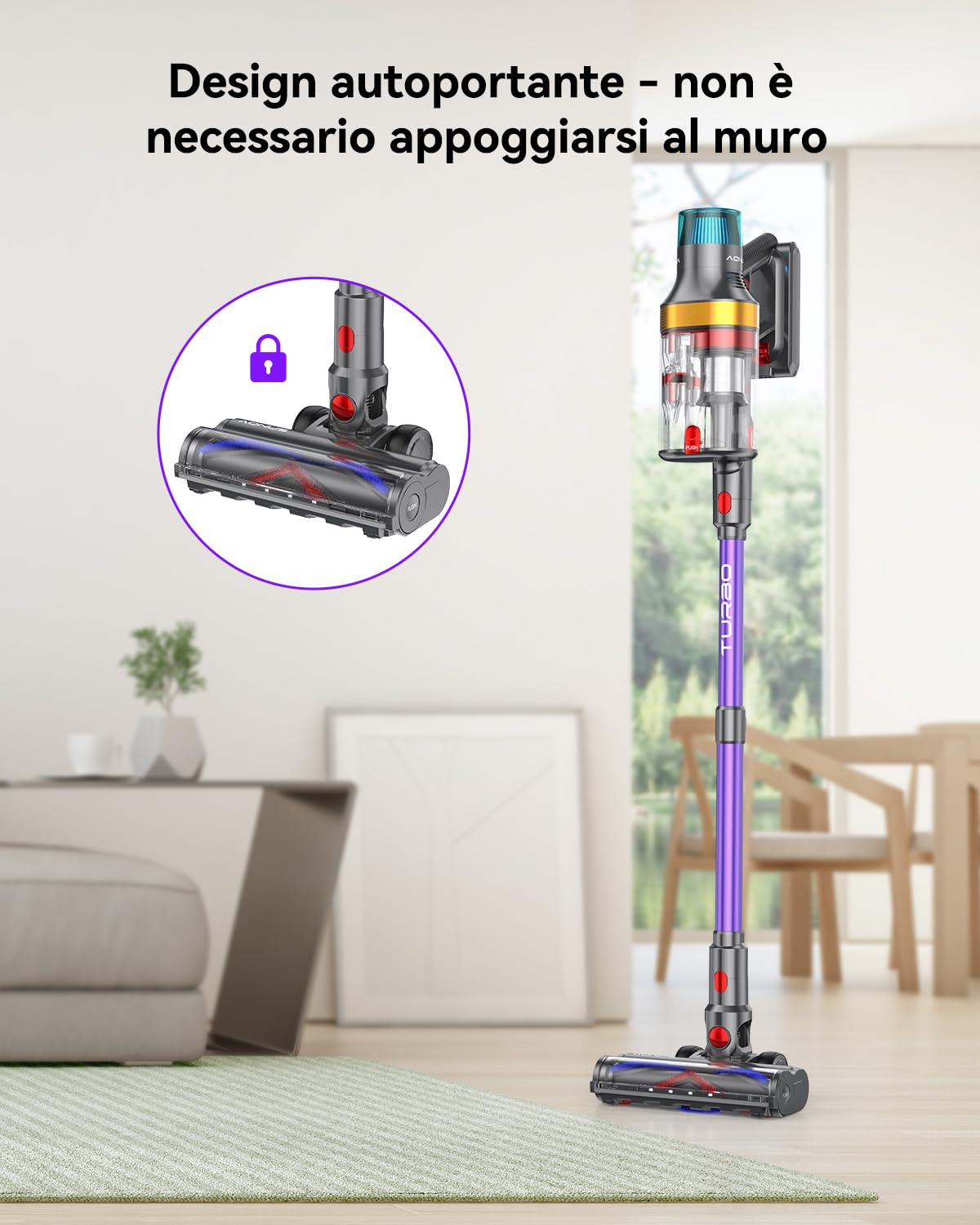 aonus A9 Max Aspirapolvere senza Fili 58Kpa/600W/75Min, Scopa Elettrica senza Fili Potente con Autoportante, 1.8L Capacità Ultra Grande, Touchscreen Intelligente per Peli Animali/Pavimento/Tappeti