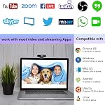 Webcam 4K avec microphone, webcam 8 mégapixels, caméra web Ultra HD pour ordinateurs, webcam pour portable bureau, webcam USB avec couverture de confidentialité, webcam professionnelle pour appels vidéo