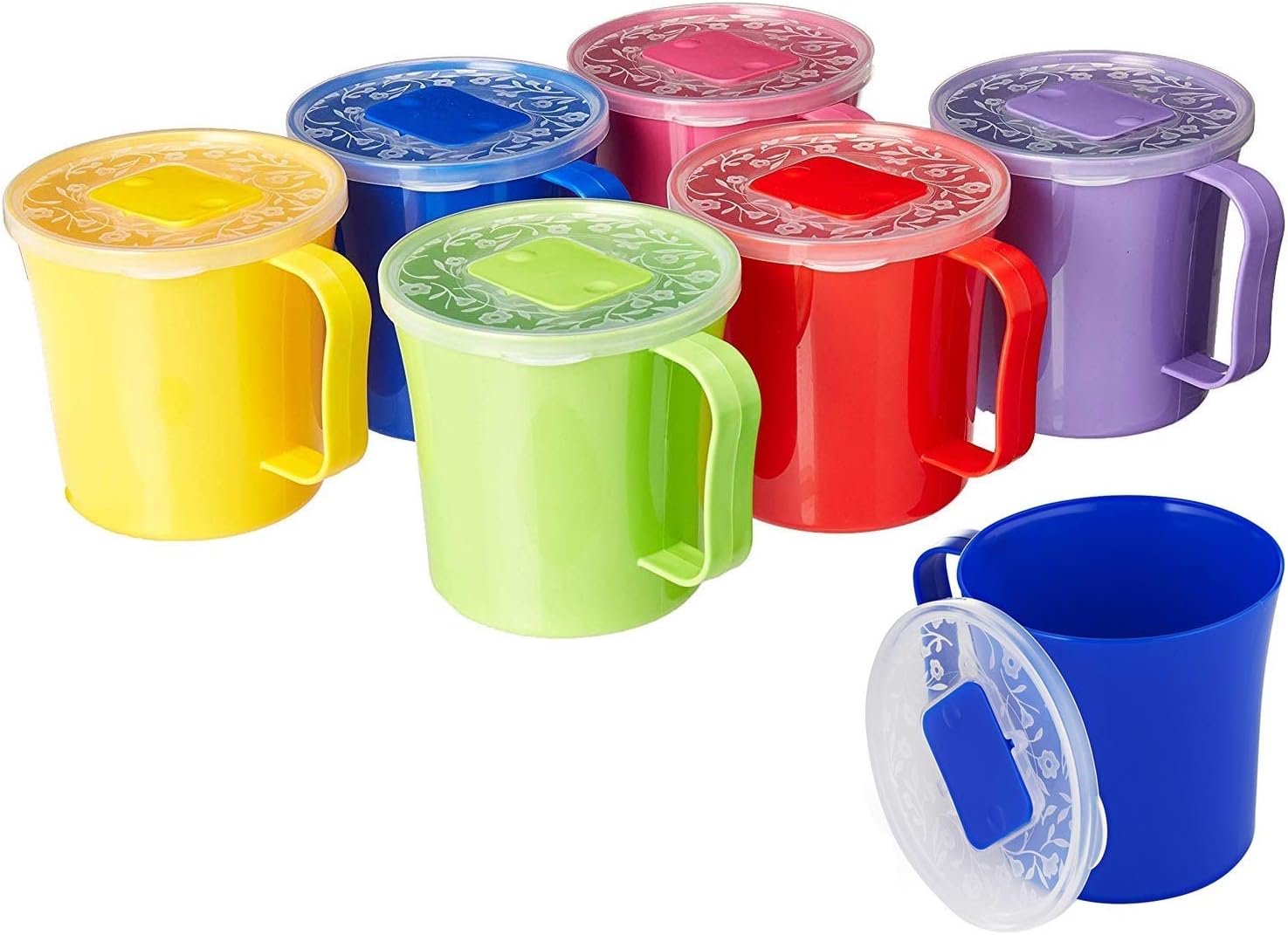Black Friday - 40% OFF Zilpoo 6 Pack - Soup Mug with Vented Lid and Handle 20 Ounce | Plastic Microwaveable Oatmeal Cereal Cup with Cover | Microwave Safe Lidded Bowl