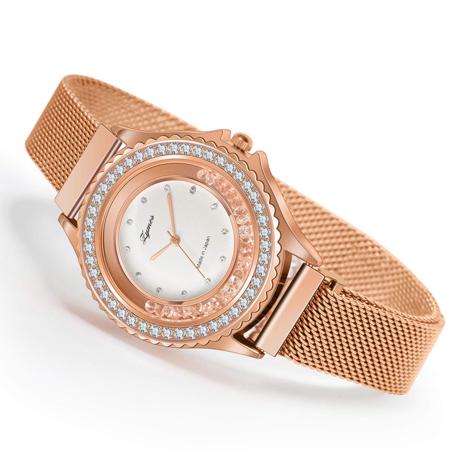 Watches Sets for Women, Rose Gold Watch Set Necklace Earring Bracelet 4 Pieces Jewelry Set for Mom Wife Girlfriend