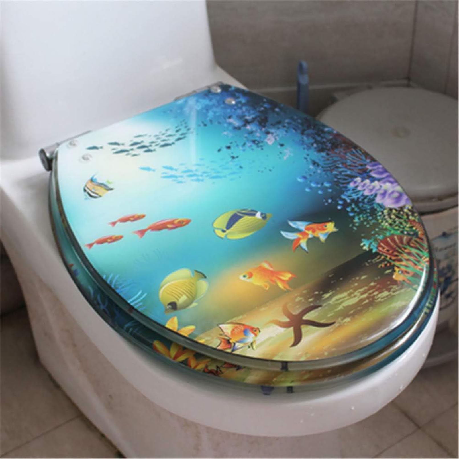 Toilet lid, Transparent Resin Mute Toilet Seat Universal U V O Shaped Soft Slow Close Hinge Stainless Steel Fittings(D)