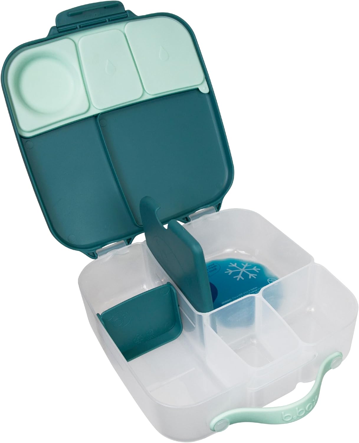 b.box Lunch Box para Niños | Fiambrera Infantil Bento Grande con 4 Compartimentos (2 Herméticos), Separador Extraíble, Bolsa de Gel Frío | Fiambrera para Niños Ideal para Escuela | 3+ Años | 2 L