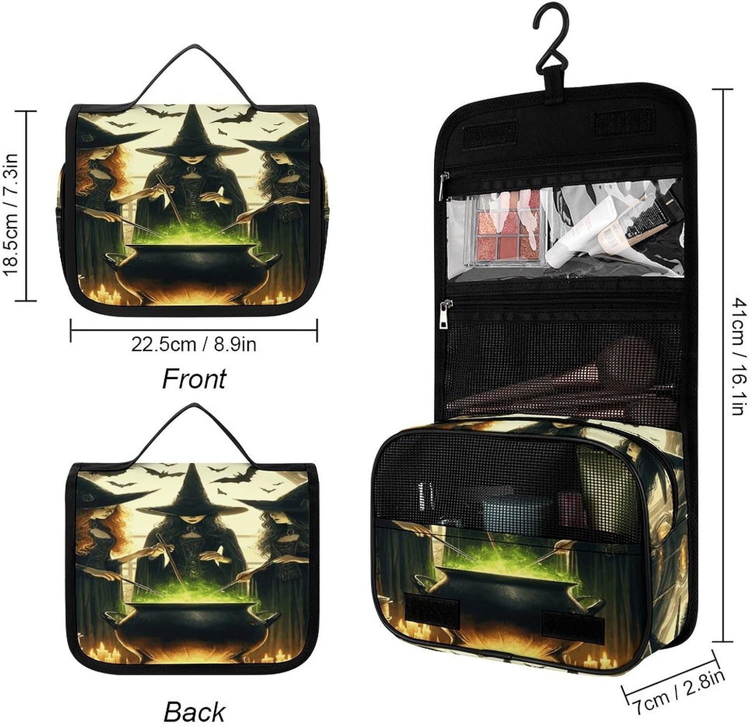 Halloween Witch Wash Bag Portable Makeup Pouch image 2