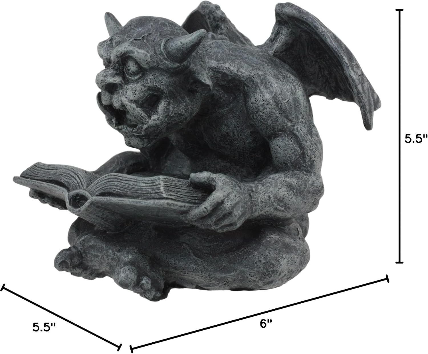 Gifts & Decor Ebros Gothic Horned Demon Gargoyle with Spell Book Statue Notre Dame Stoic Gargoyle Scholar Bibliography Figurine