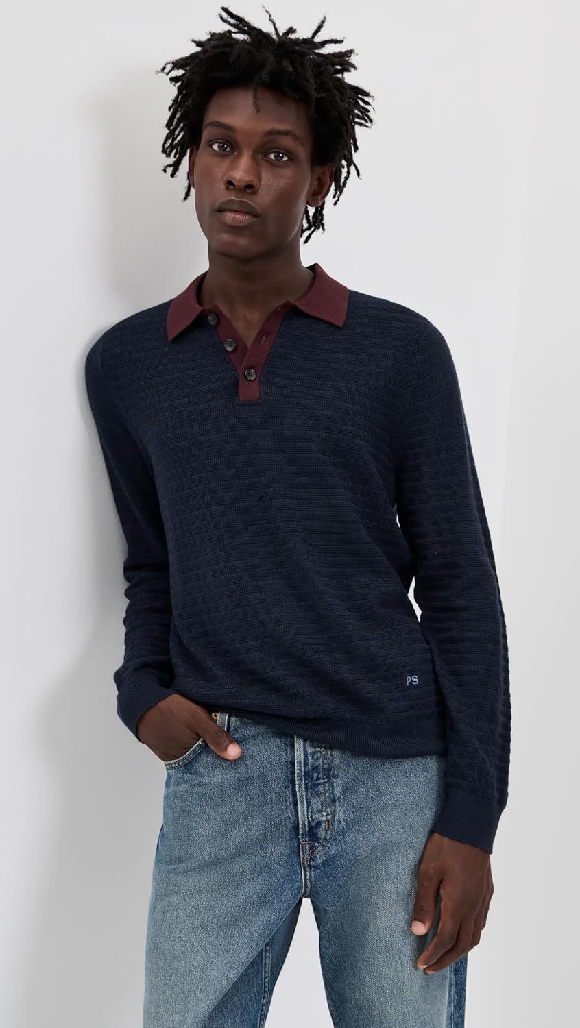 Paul Smith Mens Mens Sweater Ls Polo - Image 2