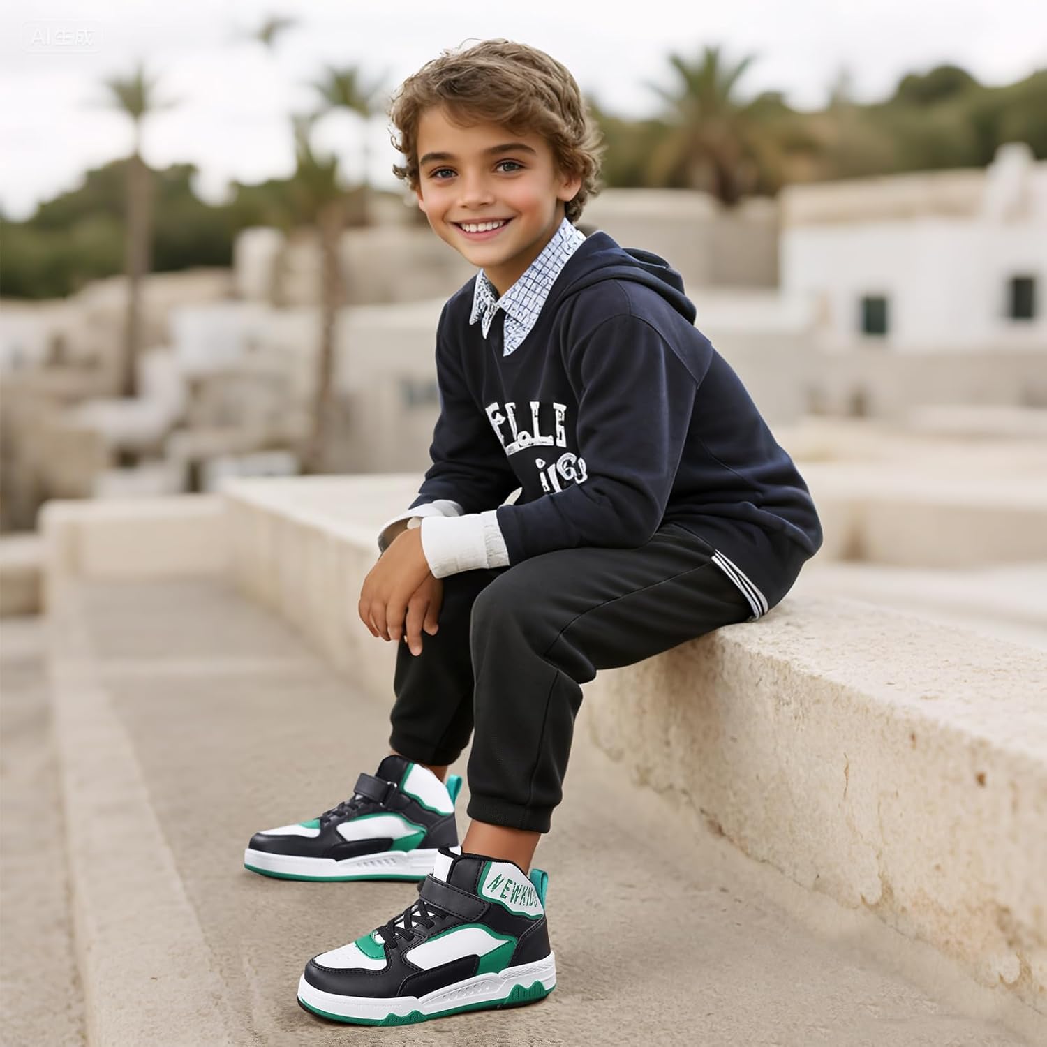 Kids Sneakers for Boys Girls High Top Skate Shoes Unisex-Child Casual Walking Shoes Lightweight Breathable Non-Slip Athletic Shoes - Image 3