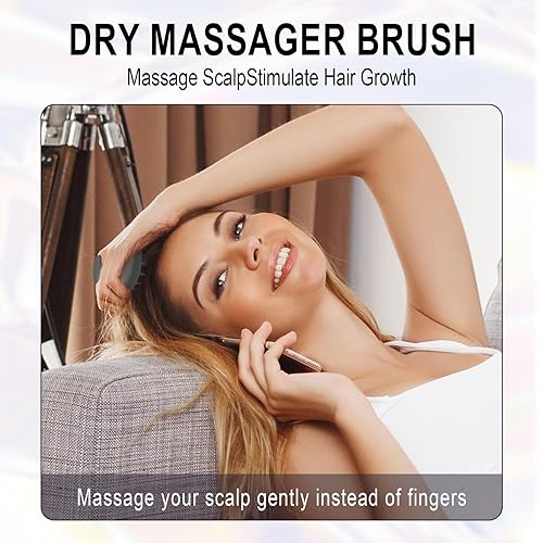 Miniatura 7 de Cepillo de champú masajeador de cuero cabelludo para el crecimiento del cabello, cepillo para el cuidado de la cabeza, limpiador de cuero cabelludo