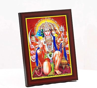 zig zag Lord Panchmukhi Hanuman Ji Photo Frame For Wall Table Size Small 6x8 inches, Acrylic Glass