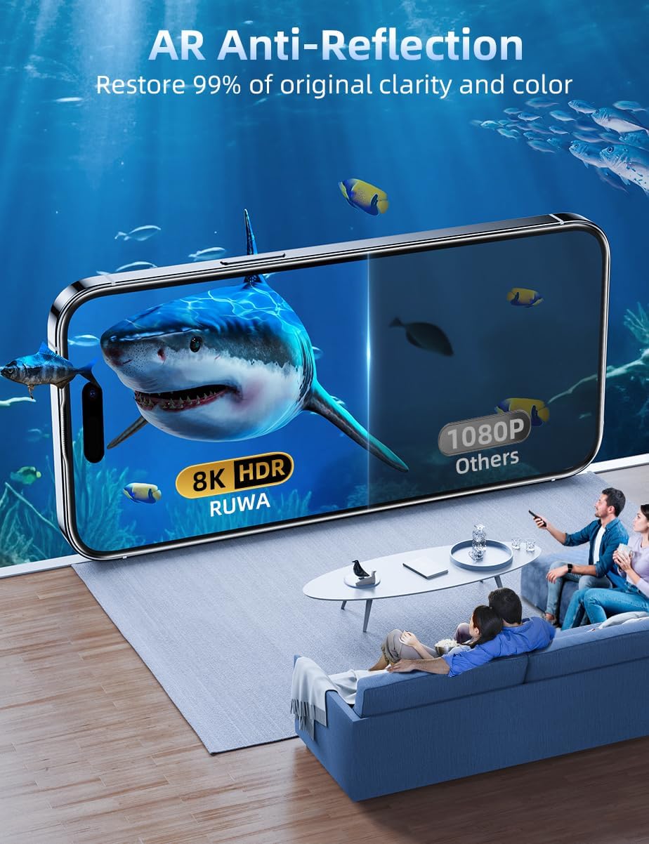 ruwa Privacy Screen Protector for iPhone 15 Pro Max [6.7 Inch][2-Pack] Tempered Glass with Easy Installation Frame, Anti-Scratch,Anti-peep, Full Coverage