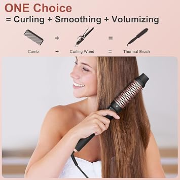 UNOBEY Thermal Brush, 32mm Heated Hot Brush for Hair Styling | Heated Curling Iron Round Brush Create Natural Curls, Volume & Smoother Hair, Dual Voltage