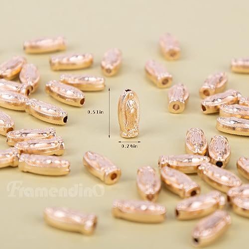 Miniatura 2 de Framendino, Paquete de 60 cuentas de Virgen María, Nuestra Señora de Guadalupe, abalorios espaciadores sueltos para hacer joyas