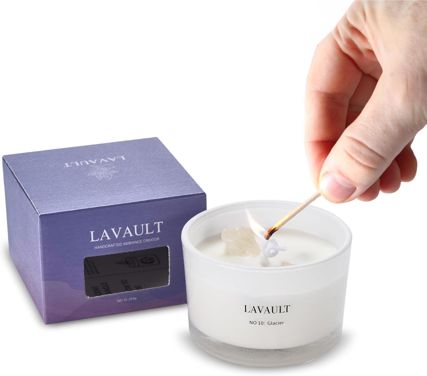 Scented Candles Set – Soy Wax Aromatherapy Candle for Cozy Vibes, Romantic Ambiance, Restful Sleep – Handcrafted and Visually Appealing – Warm and Relaxing Aroma of Glaciers – White