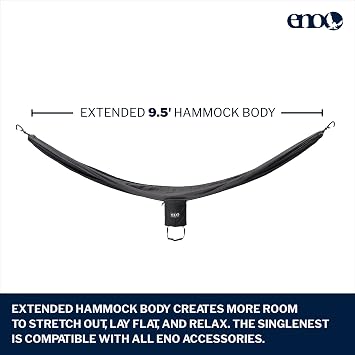 ENO Bundle, Includes The SingleNest Hammock & Atlas Suspension System, Lightweight, Durable Hammock with Straps for Camping, Hiking & Travel, Black/Charcoal