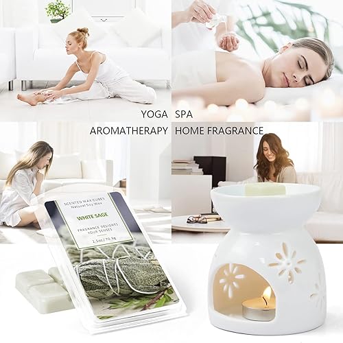 Miniatura 7 de SCENTORINI Cera derretida, cubos de cera, cera de salvia blanca derretida, cera perfumada de soja para calentadores de cera, decoración de Navidad,