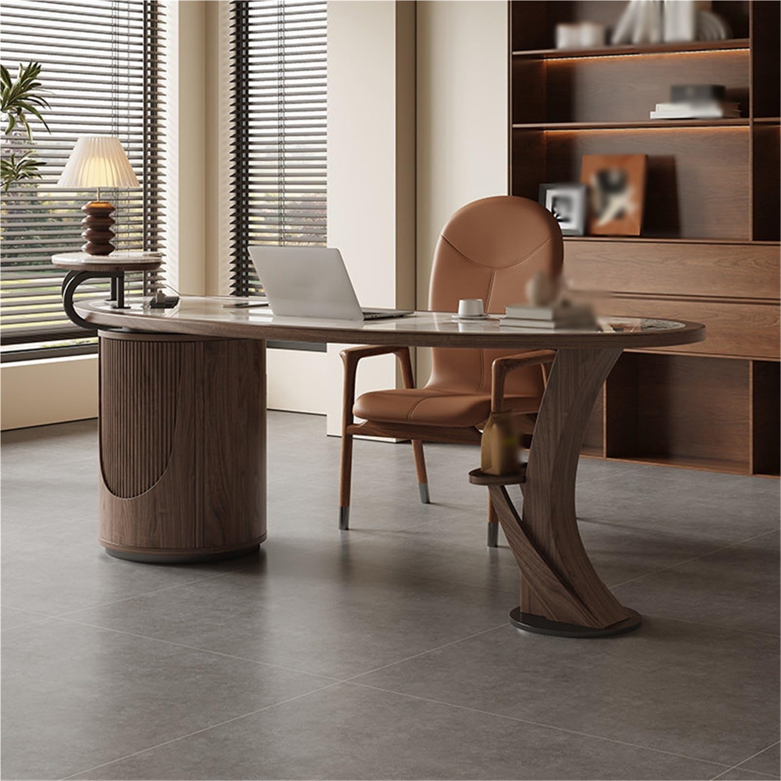 Tavolo for computer da ufficio con scrivania esecutiva curva Scrittoio