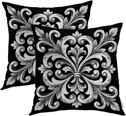 Batmerry Fundas de almohada simétricas modernas en blanco y negro, fundas de almohada decorativas, impresión digital, tela mezclada para sofá, cama,