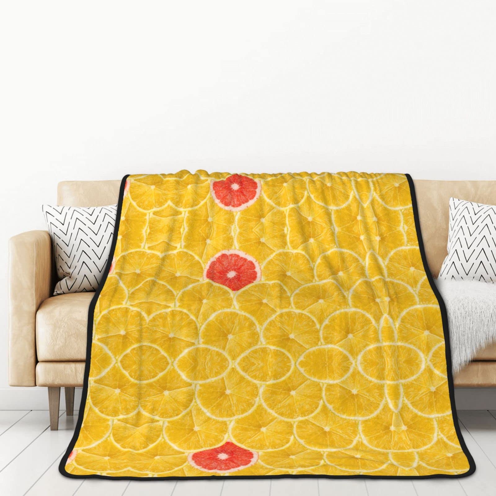 Couverture d'été en flanelle haut de gamme motif citron double face douce