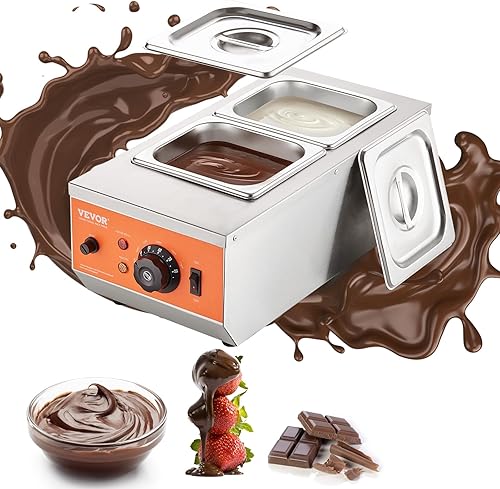 VEVOR Máquina de temple de chocolate, 9 libras, 2 tanques, olla de fusión de chocolate con control TEMP 86  185 , calentador de alimentos eléctrico