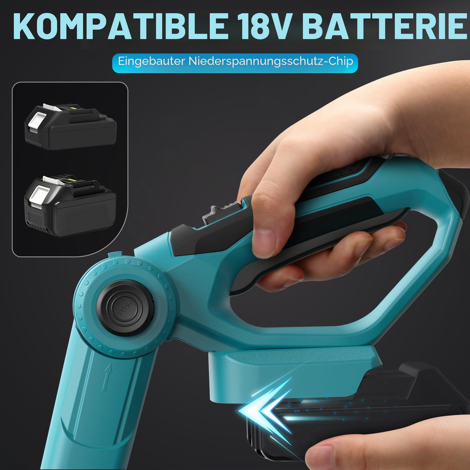 Akku-Bodenhacke Motorhacke für Makita 18V Akku – 360 U/min Motor, 20cm Arbeitsbreite & 13cm Arbeitstiefe für Beet, Acker & Landwirtschaft(Ohne Akku)