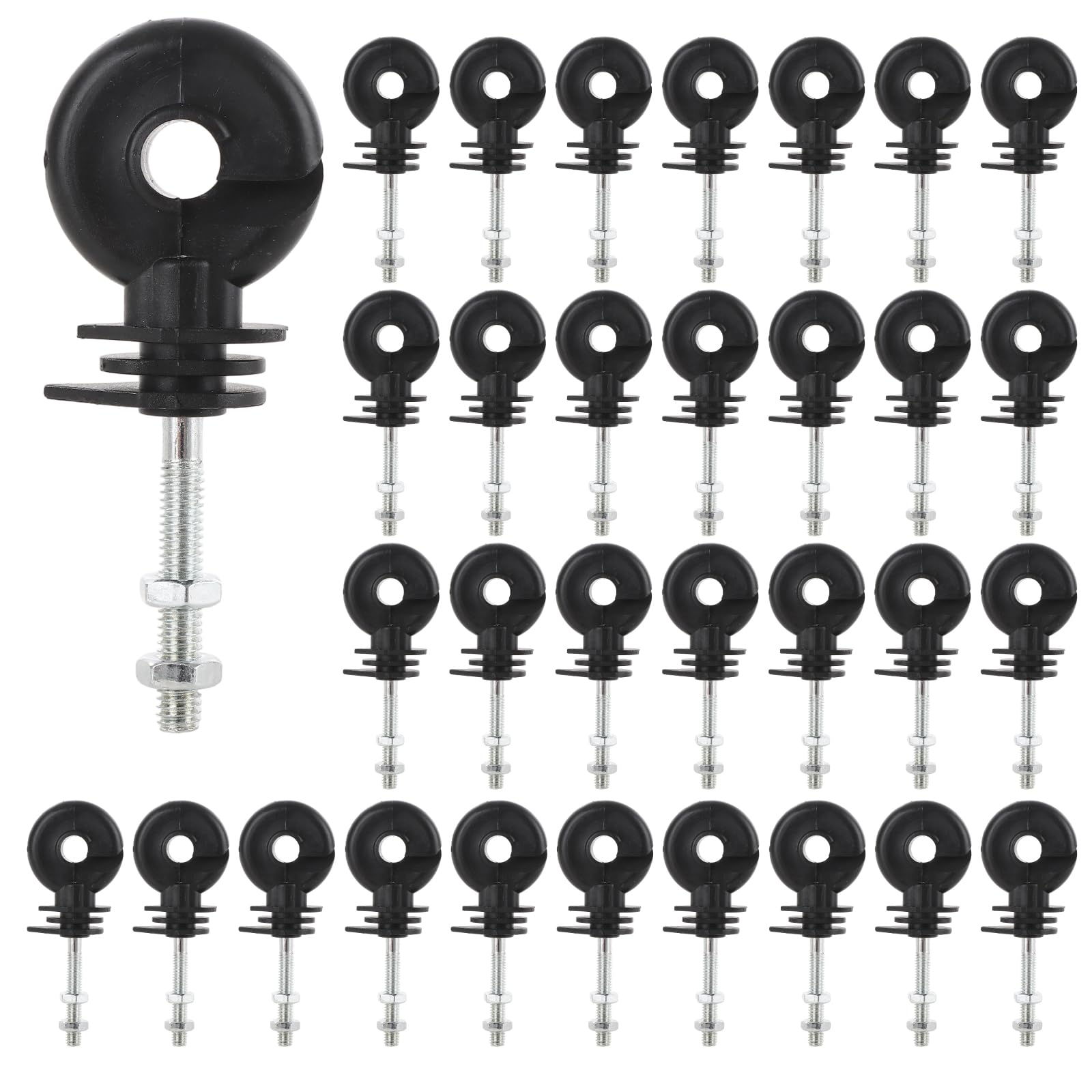 100 isolanti elettrici a vite per recinzione con dadi, 90 mm