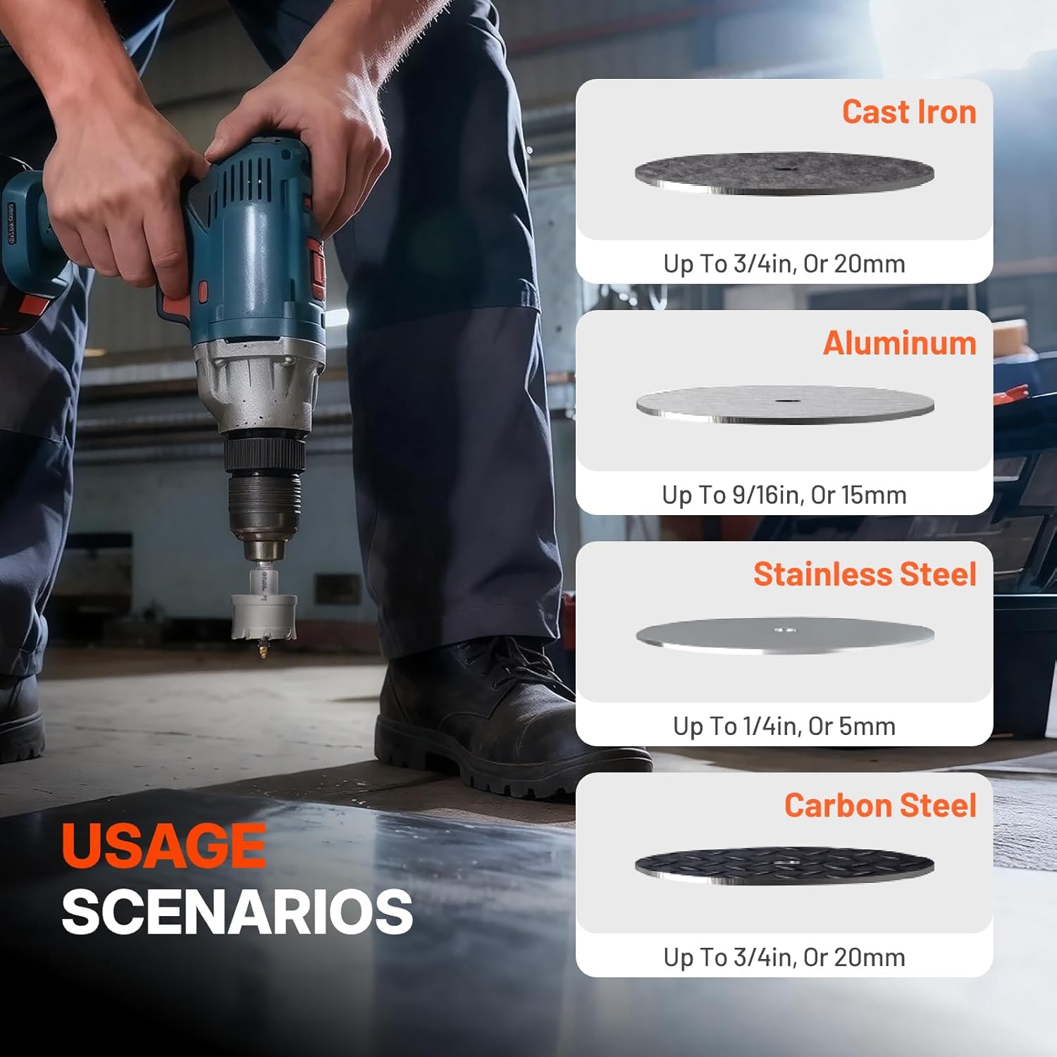 BLACK CANYON 12 Pcs Carbide Hole Saw Kit, Heavy Duty Hole Saw Set with Carbide Hole Cutters and Pilot Drill Bits, for Stainless Steel/Cast Iron/Carbon Steel/Aluminum/Metal (5/8" to 2-1/8")