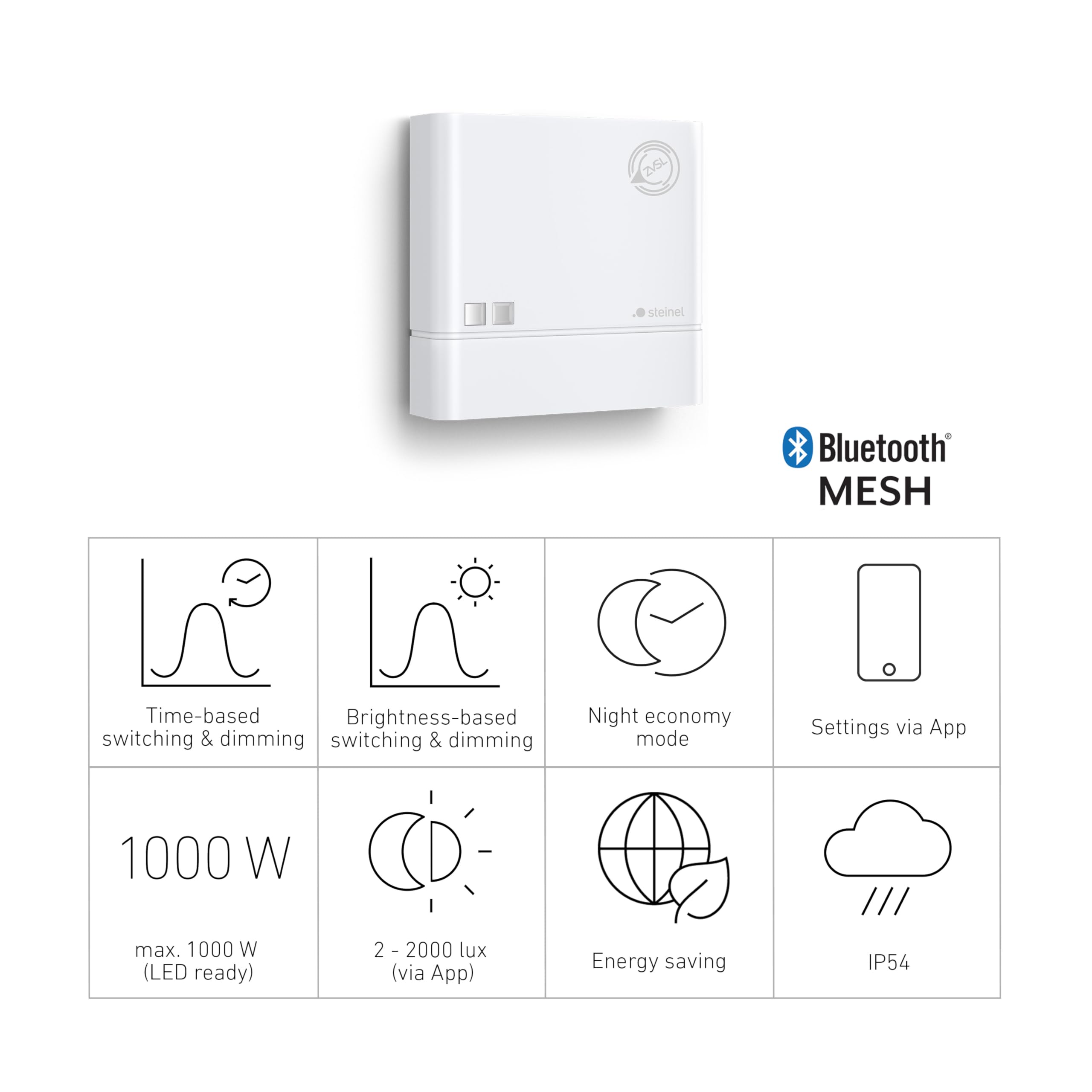 Steinel Dämmerungssensor Magic Box LC PWM 0-10V Weiß, Smarter Dämmerungsschalter für präzise Lichtsteuerung von Werbetafeln, App Steuerung, IP54