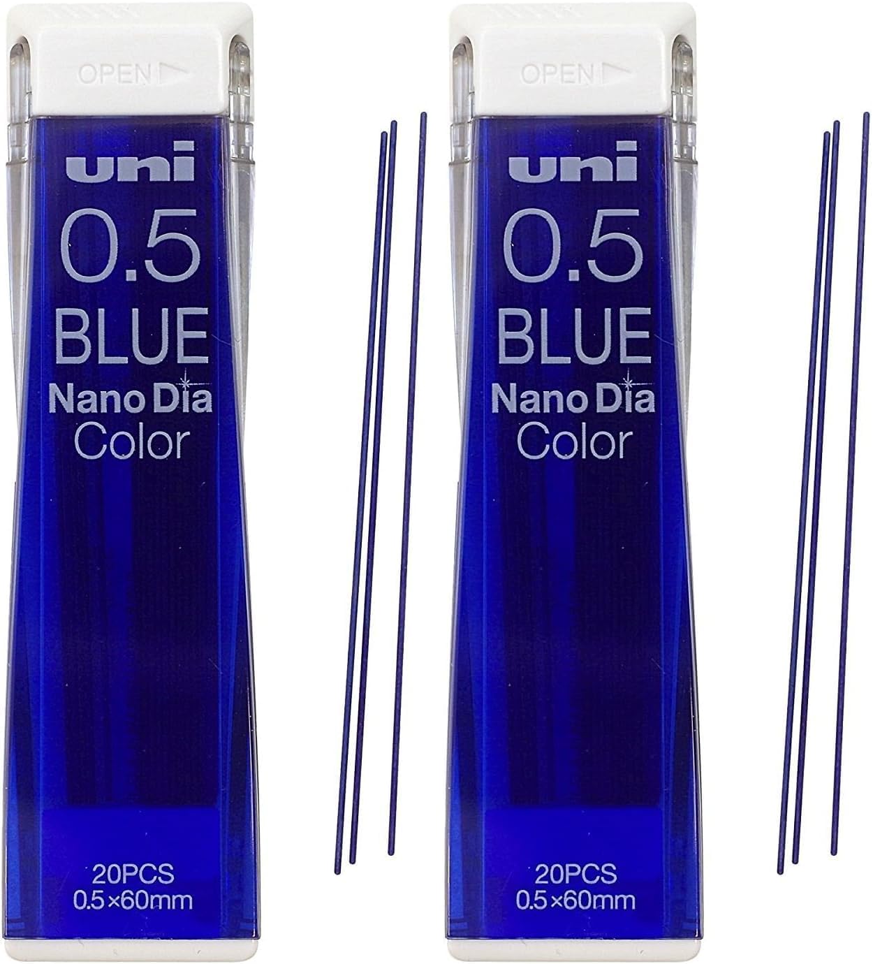 uni Color Mechanical Pencil 0.5mm Lead, Nanodia, Blue, 0.5mm Lead.5 Mm [Blue] Core 202NDC. 33 (Pack of 2)