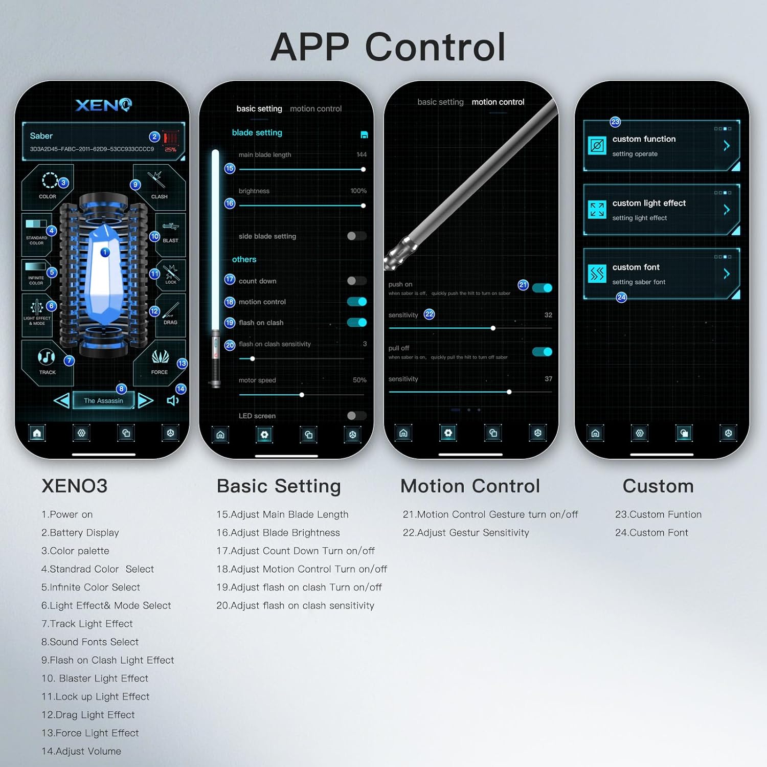 Upgrade XRGB3.0 Smooth Swing Light Saber, 16 Sound Fonts, with Motion Control Light Saber, Infinite Color Changing Light Sabers, Metal Hilt Rechargeable, Support Heavy Dueling Luke Toy Tool RGBX