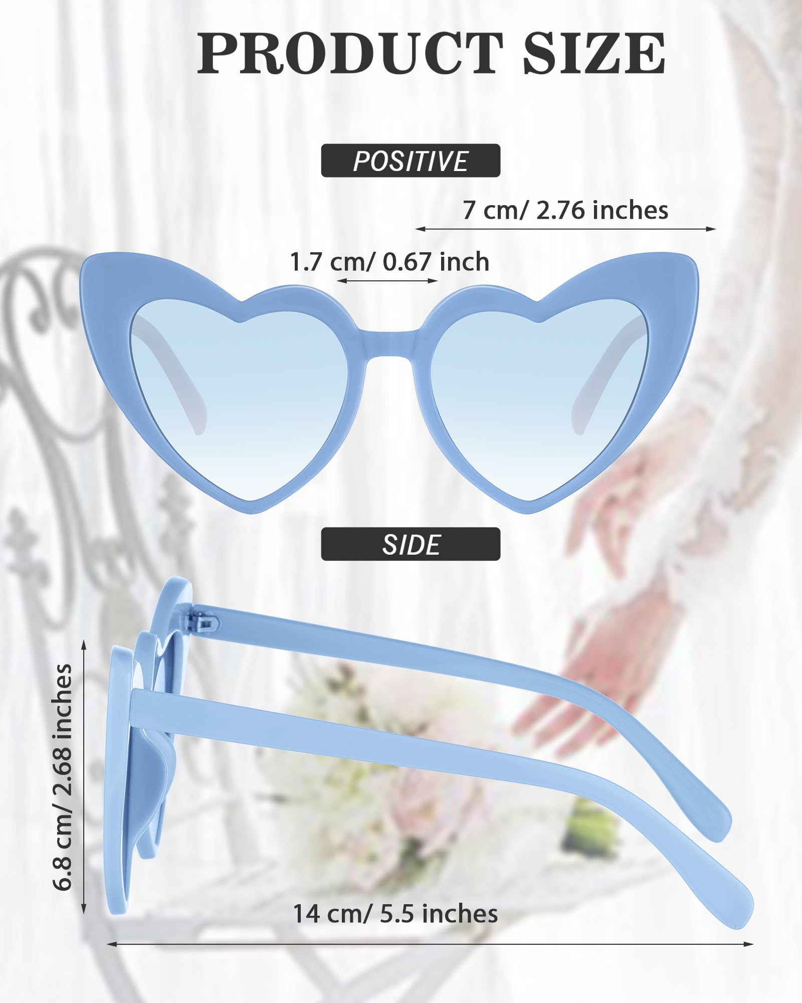 Flutesan 20 Pairs Heart Shaped Sunglasses Vintage Heart Glasses Women Bachelorette Sunglasses for Wedding Party (White with Gray, Sand Blue with Blue Lenses)