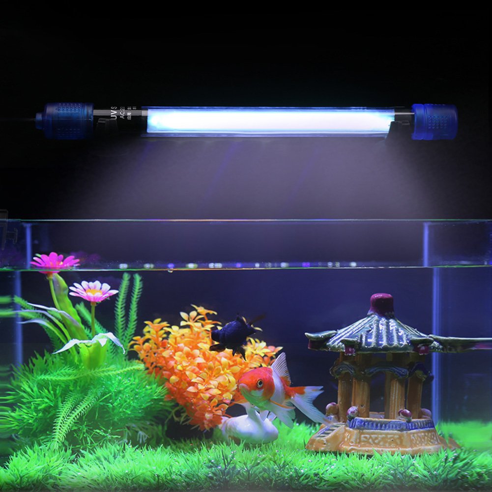 Stérilisateur UV Aquarium, 13W Lampe UV Submersible Lumière de Destruction d'algues Imperméable pour Purifier l'eau des Aquariums, Bassins,Bocal à Poissons Décoration Pour Réservoir Aquarium