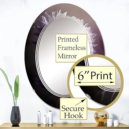 Miniatura 3 de DesignQ Purple Dahlia Flower I- Vanity Mirror, Bathroom Mirrors, Wall Mirrors for Living Room, Bedroom - Oval Mirror - Large 20'x30', 24'x36'