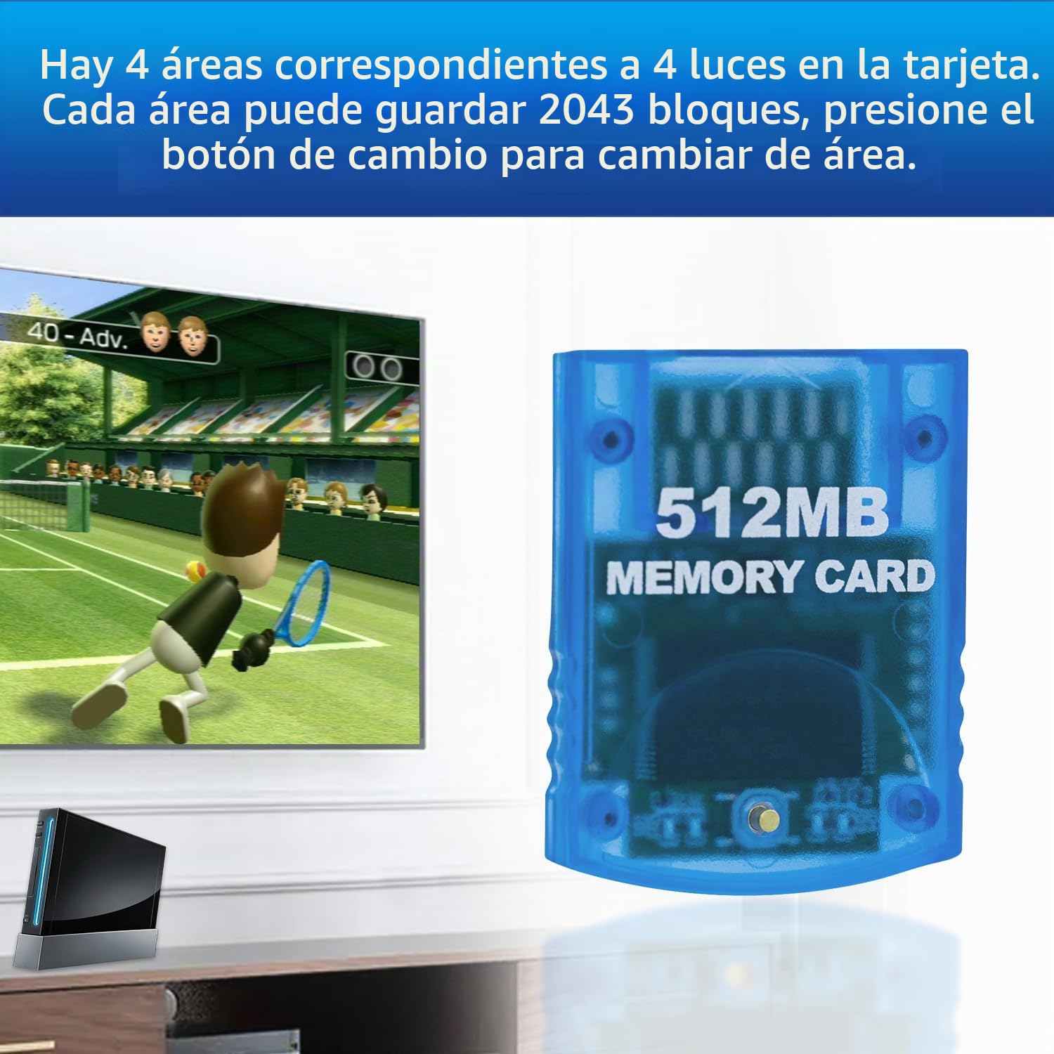 Tarjeta de Memoria de 512 MB (8192 Bloques) Compatible con la Consola Wii Game Cube NGC GC