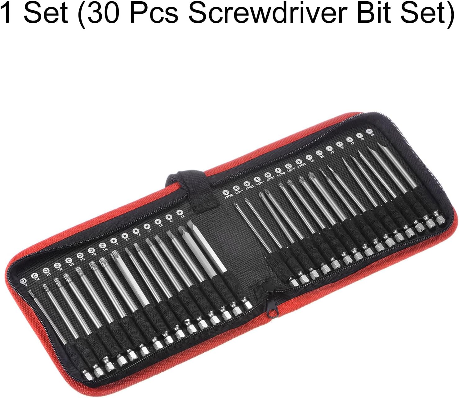 HARFINGTON 30pcs Screwdriver Bit Set 1/4" Hex Shank 4" Length Extra Long Magnetic Steel Drill Driver Kit with Slotted Cross Square Torx Bits