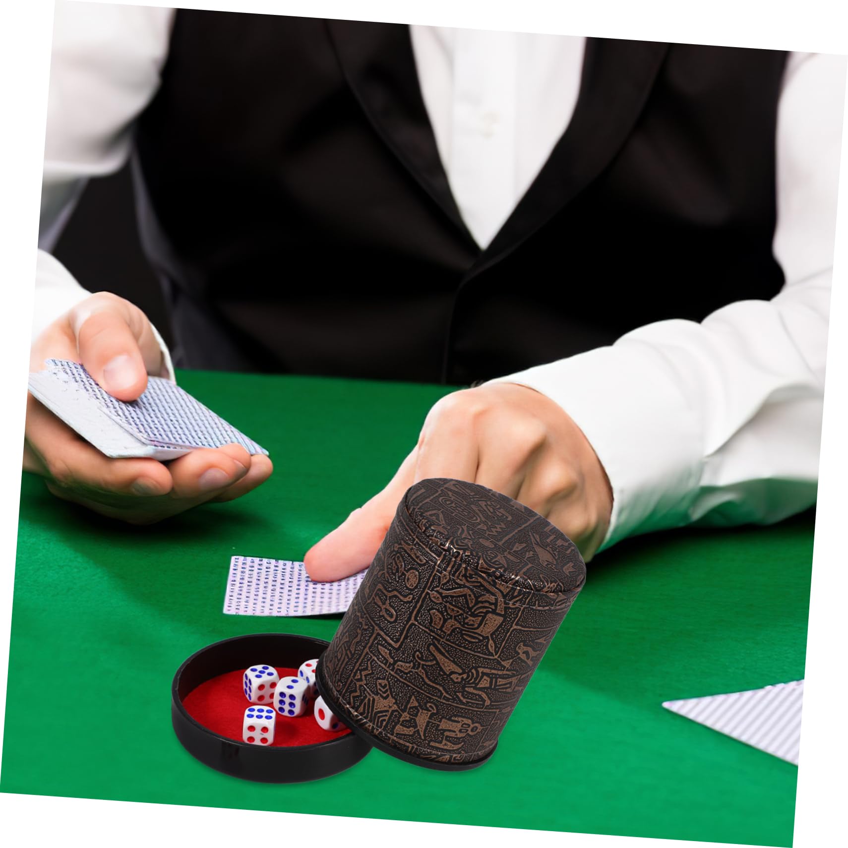 VICASKY 5sätze Geräuschloser Würfelbecher Mit Würfeln Und Sockel Spielzubehör Für Tischspiele Und Partys Für Drinnen Und Draußen