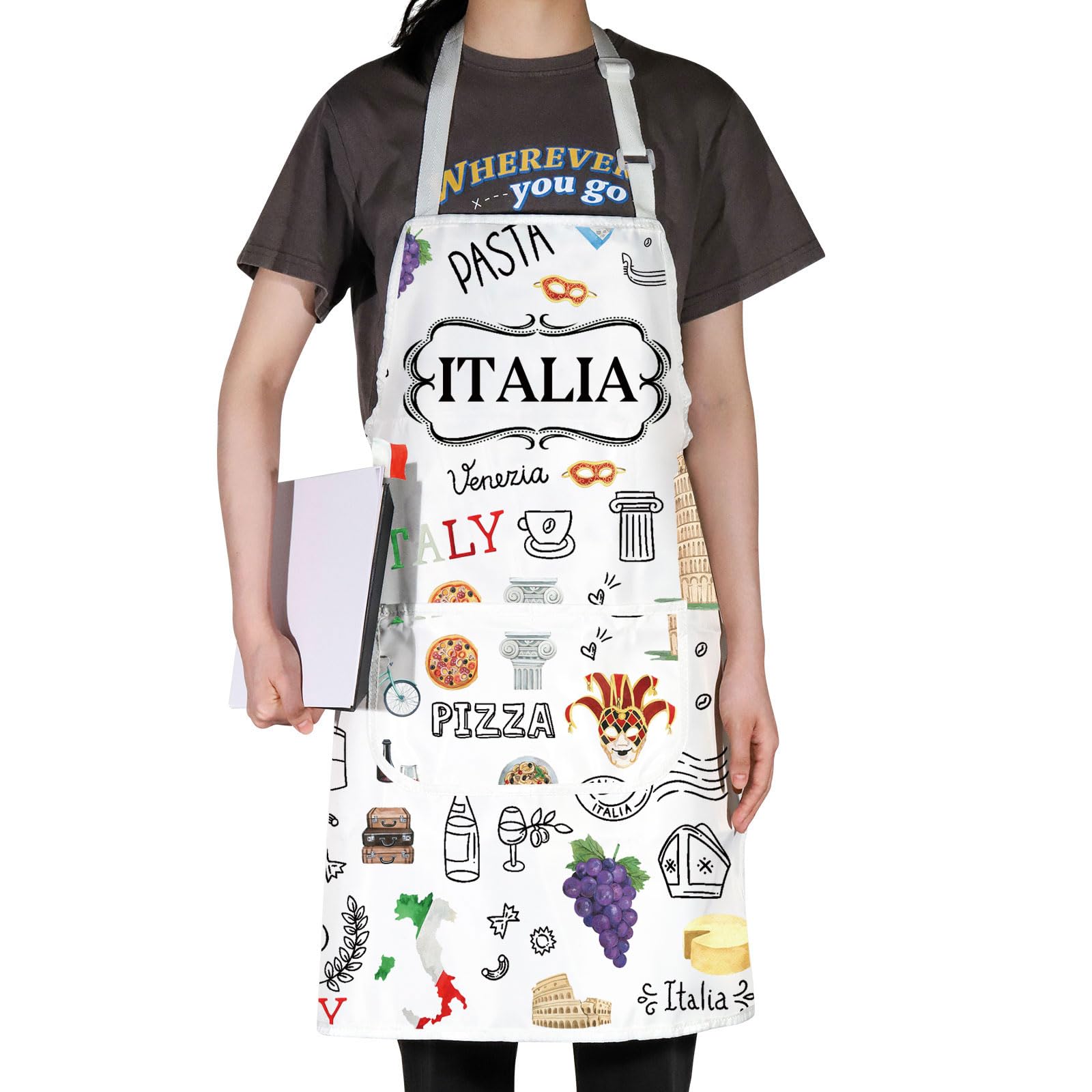 G2TUP Delantal de cocina italiano, delantal de cocina para chefs italianos y delantales temáticos