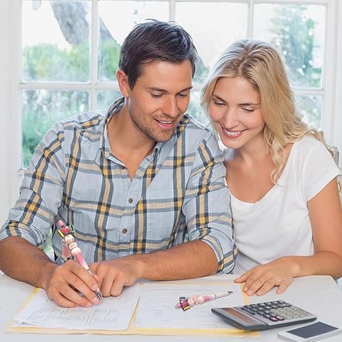 Miniatura 5 de HEYUNG 15 juegos de bolígrafos con cuentas para el día de San Valentín, bolígrafos de cuentas de silicona con 133 cuentas espaciadoras rosas y