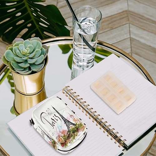 Miniatura 7 de Pastillero semanal de la Torre Eiffel de París, organizador semanal de medicina con bolsa de viaje, pastillero de siete días, caja de suplementos de