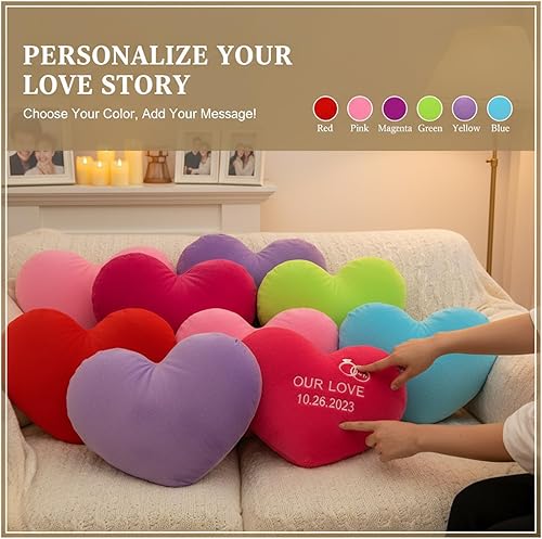 Miniatura 3 de Almohada de corazón personalizada con relleno, almohadas personalizadas en forma de corazón con nombre de foto como almohadas de San Valentín para