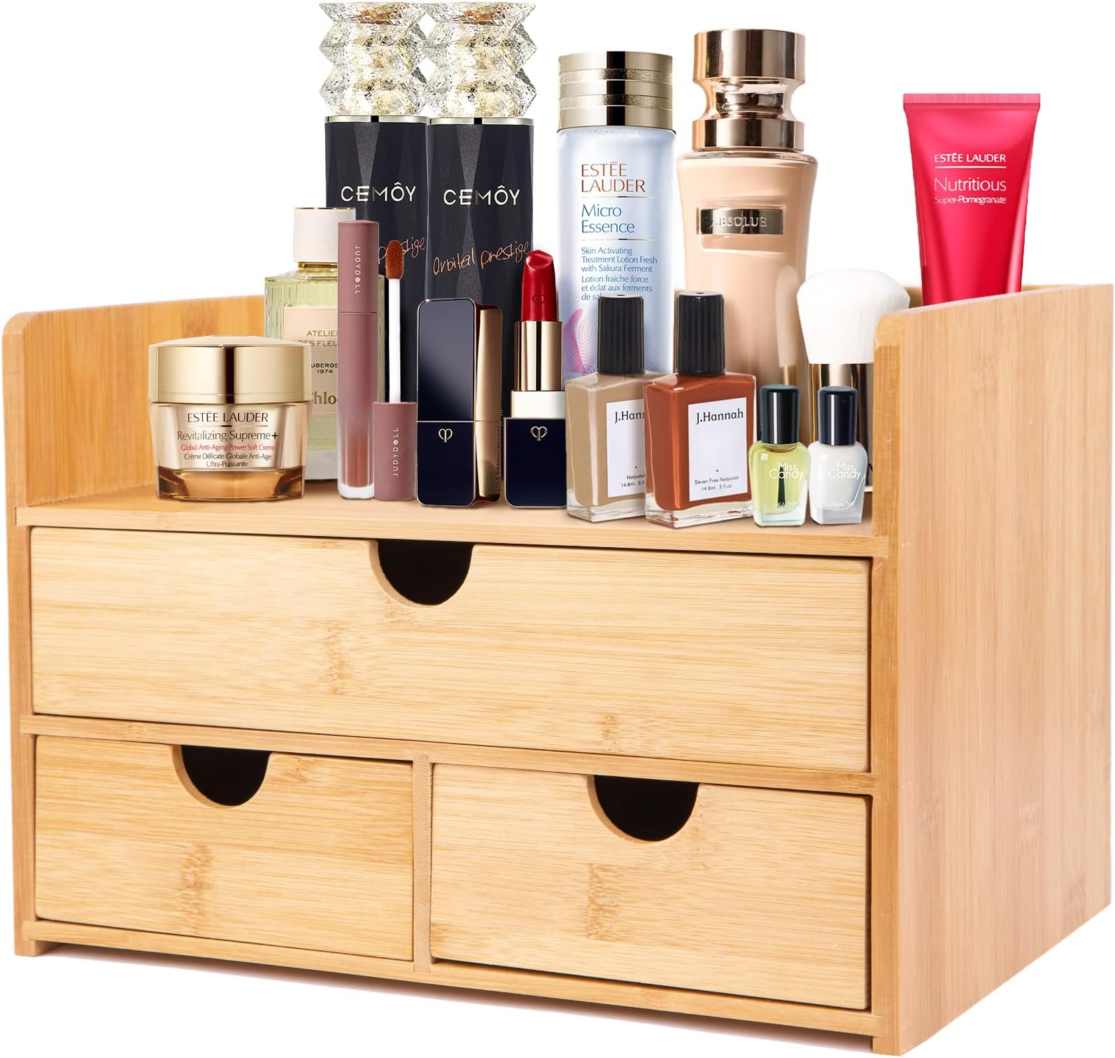 Makeup Organizer for Vanity โ Vanity Organizer for Bathroom Counter โ Bamboo Dresser Organizer Countertop โ Skincare Organizers Storage Skin Care Organizer โ Cosmetic Organizer Makeup Desk Drawers