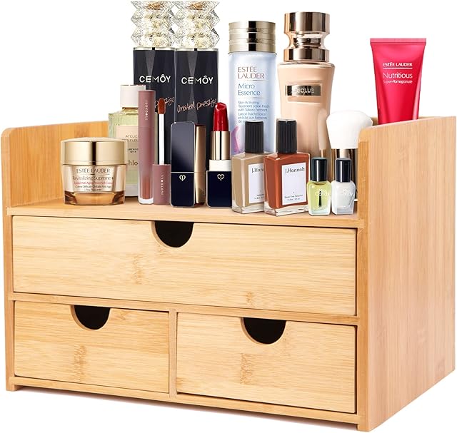 Makeup Organizer for Vanity  Vanity Organizer for Bathroom Counter  Bamboo Dresser Organizer Countertop  Skincare Organizers Storage Skin Care Organizer  Cosmetic Organizer Makeup Desk Drawers