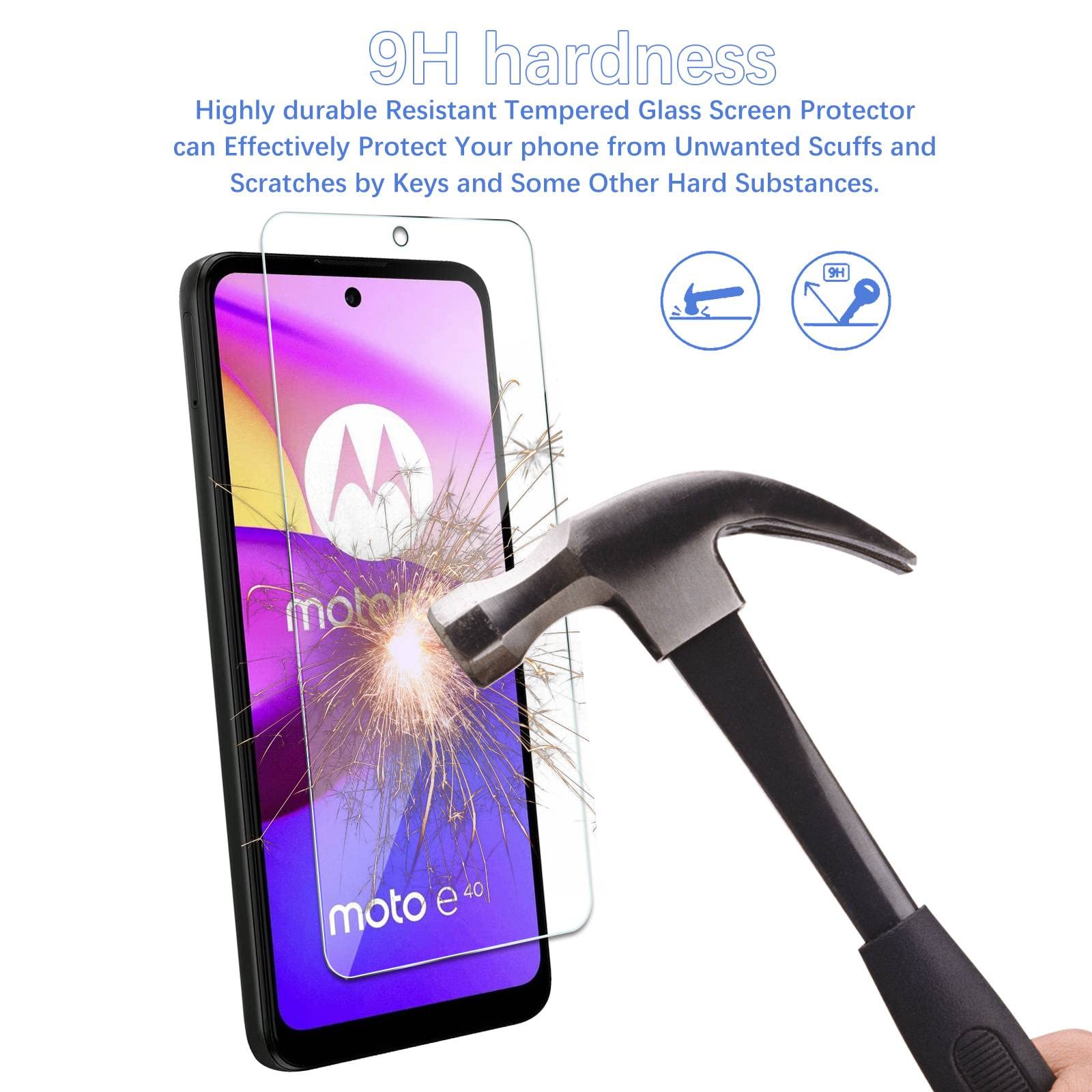 3 Pezzi Pellicola In Vetro Temperato Per Motorola Moto E40 – Durezza 9H, Anti Graffio E HD