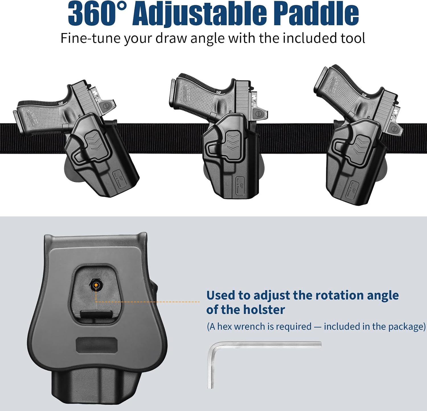 G19 OWB Holster for Glock 19 G26 Gen 3 4 5 6, 19X 23 Gen 3 4, G 32 44 45 丨Outside Waistband Holster with Level II Retention, 360° Adjustable丨Index/Thumb Release丨Optic-Compatible Option Available