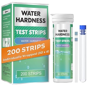 Pawfly Water Hardness Test Kits, 200 Strips Hard Water Test Kit for Drinking Water Tap Water Well Pool Spa Water Softener Quick Accurate Water Quality Testing Kit for Calcium & Magnesium 0-425 ppm