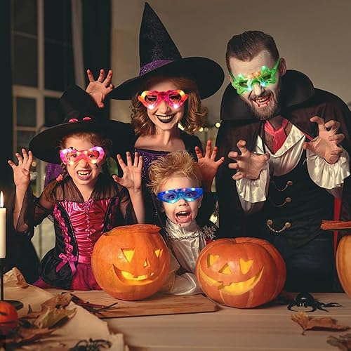 Miniatura 6 de 21 lentes LED de 7 formas, 6 luces LED que brillan en la oscuridad, suministros de fiesta para niños y adultos, obturador, corazón, estrella