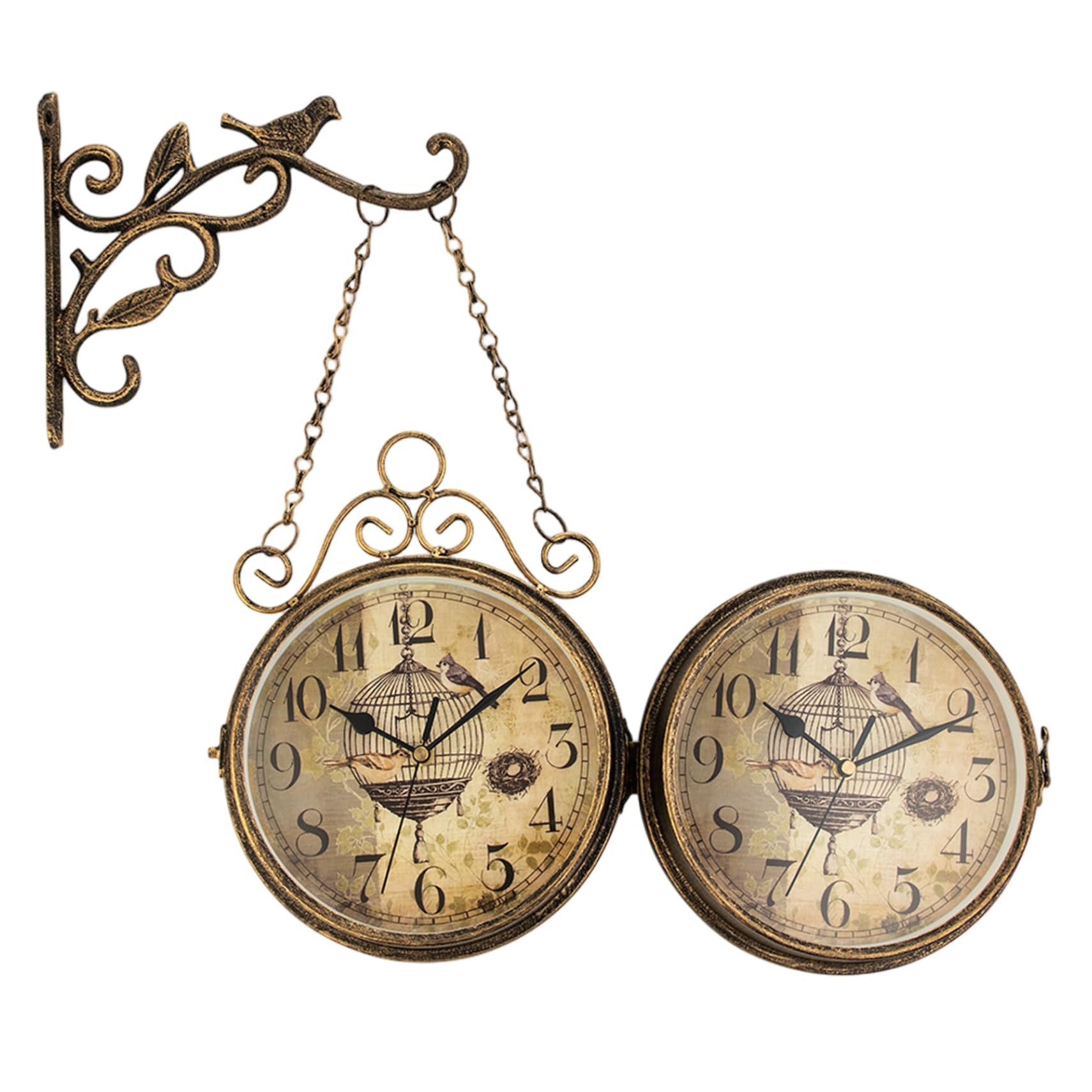 Latemeia Outdoor Clock, Wrought Iron Vintage Decorative Double-Sided Outdoor Clocks, Silent Wall Mounted Battery Powered Hanging Watch for Living Room, Lobby, Porch, Ornaments extérieurs