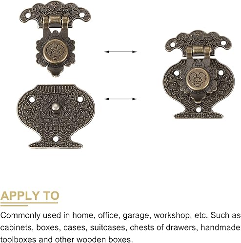 Miniatura 4 de METALLIXITY Cerradura de cierre de palanca (2.008 in x 1.614 in), 2 unidades, cierres de cerrojo de aleación de zinc para gabinetes, cajas