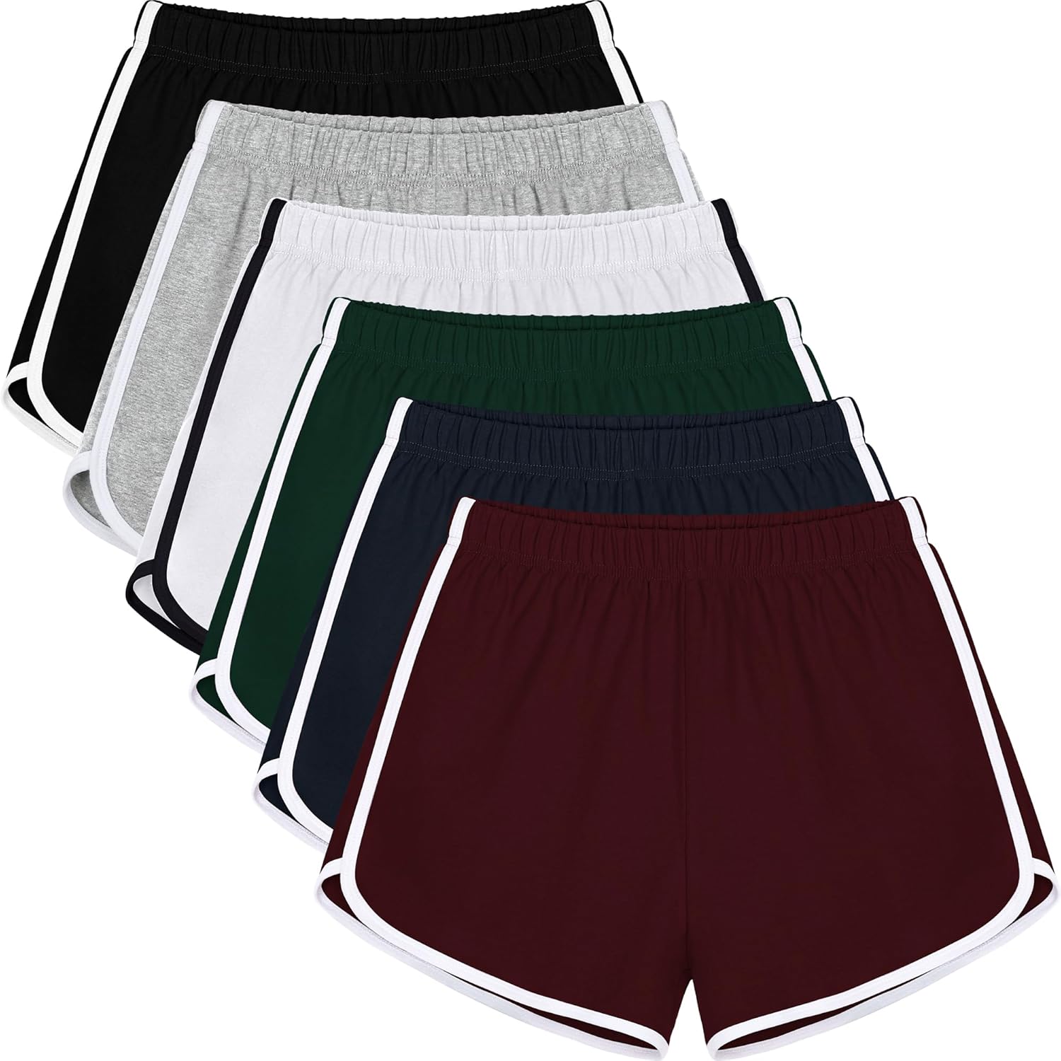 URATOT 6 Packs Women's Dance Shorts Cotton Sports Short Yoga Shorts Breathable Dolphin Summer Athletic Shorts for Women