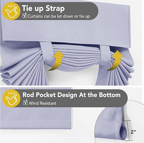 Miniatura 92 de Deconovo Cortina opaca de Navidad para puertas de vidrio y luces laterales, panel de privacidad con aislamiento térmico con doble bolsillo para