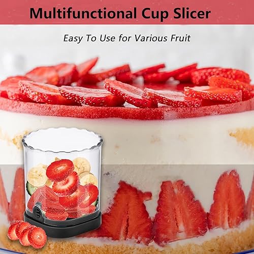 Miniatura 3 de Cortador de fresahuevo y fruta con cuchillas inoxidables para plátano, pepino, hongosABS, cortador de frutas desmontable con placa de empuje,